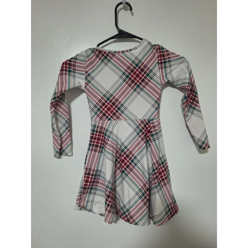 The Children's Place Girls Size 5/6 Red Green Plaid Long Sleeve Twirl Dress
